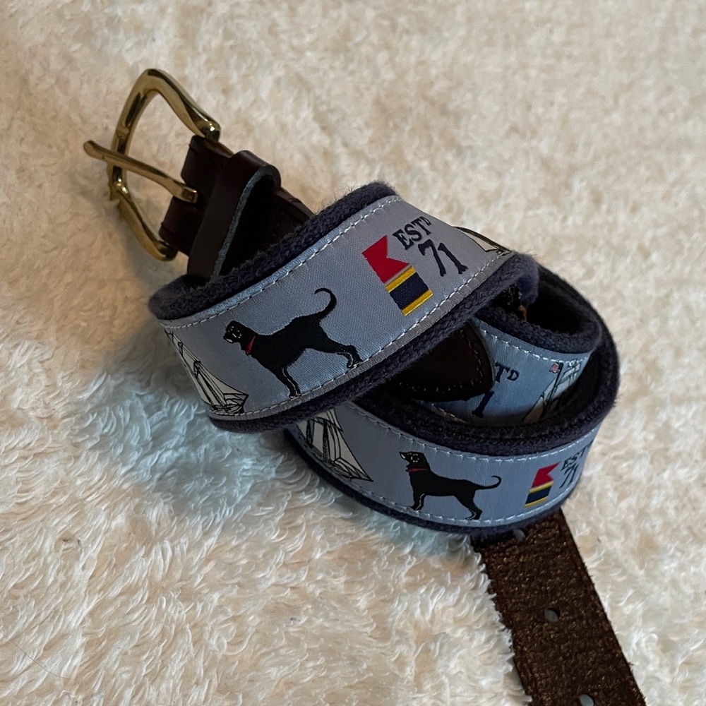 Men’s The Black Dog belt in Nautical design with Brass Buckle - Size Large